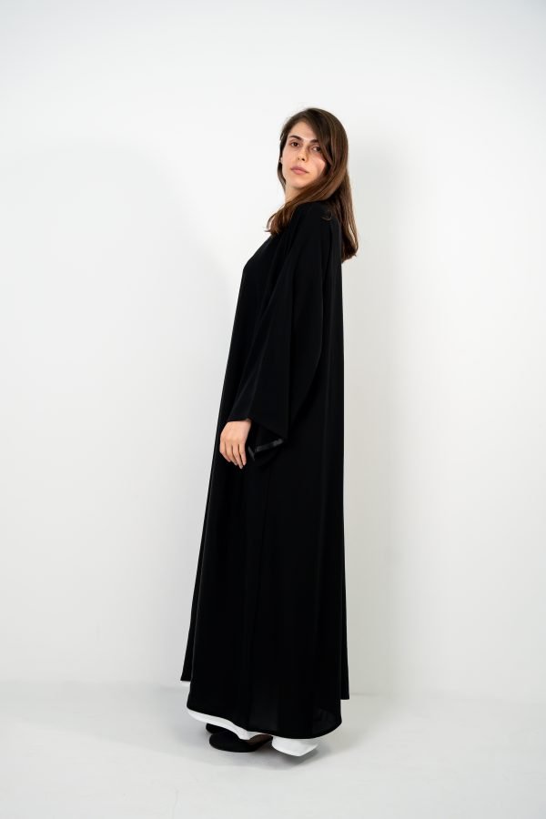 Black Abaya with V-Neck Design - Image 4