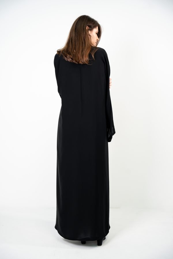 Black Abaya with V-Neck Design - Image 2