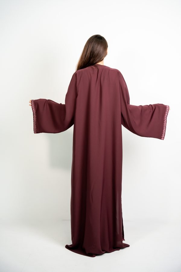 Maroon Abaya with Side Cut Elegance - Image 2