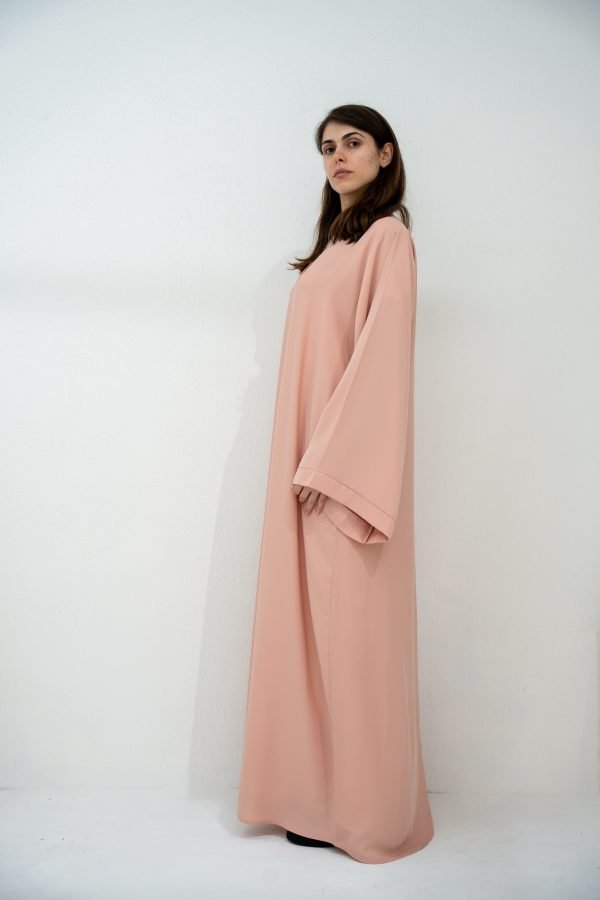 Peach Pink Abaya with Bold Hemline - Image 4