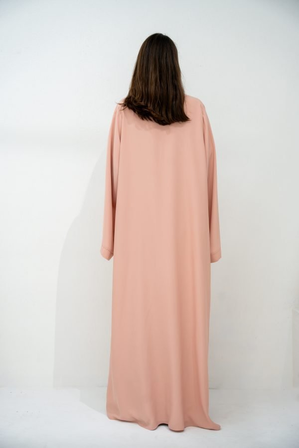 Peach Pink Abaya with Bold Hemline - Image 2